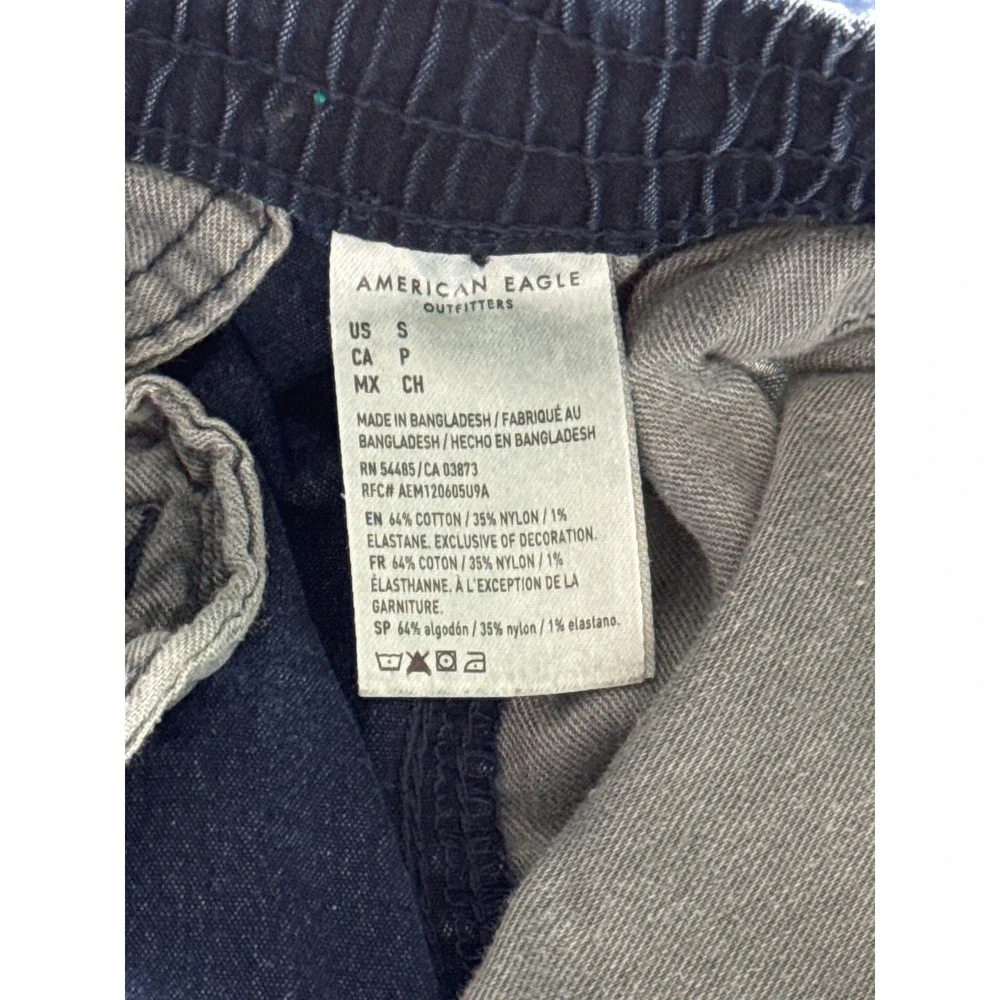 American Eagle Flex Mens Cargo Pants Blue Denim Elastic Waist Joggers Small S